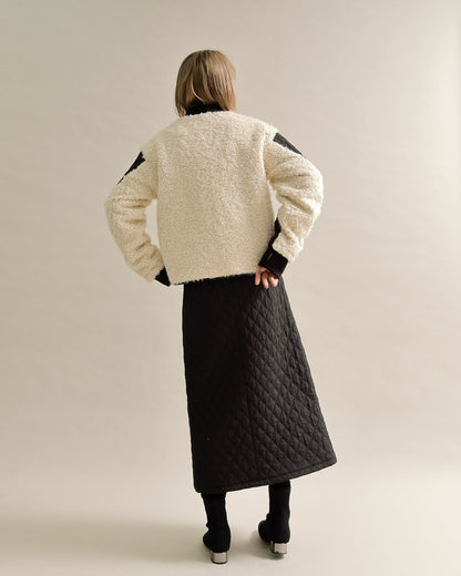 キルティング×ボアコンビネーションブルゾン