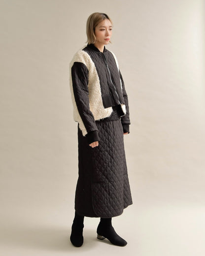 キルティング×ボアコンビネーションブルゾン