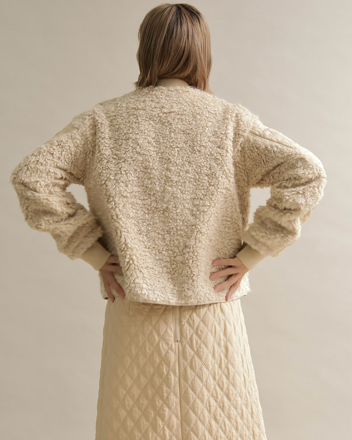 キルティング×ボアコンビネーションブルゾン