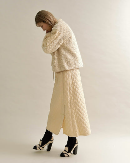 キルティング×ボアコンビネーションブルゾン