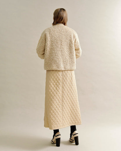 キルティング×ボアコンビネーションブルゾン