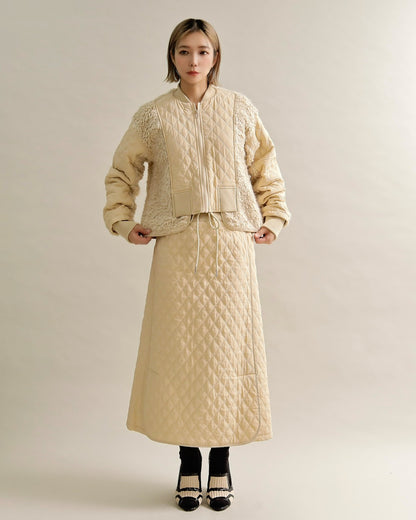 キルティング×ボアコンビネーションブルゾン