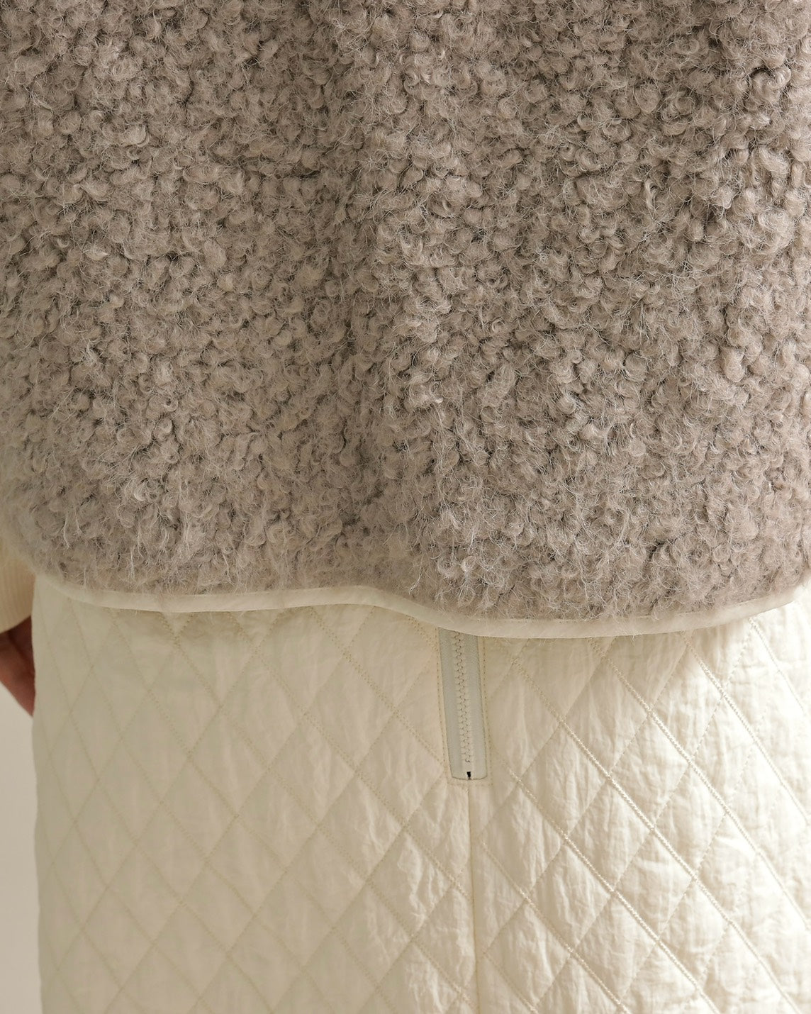 キルティング×ボアコンビネーションブルゾン