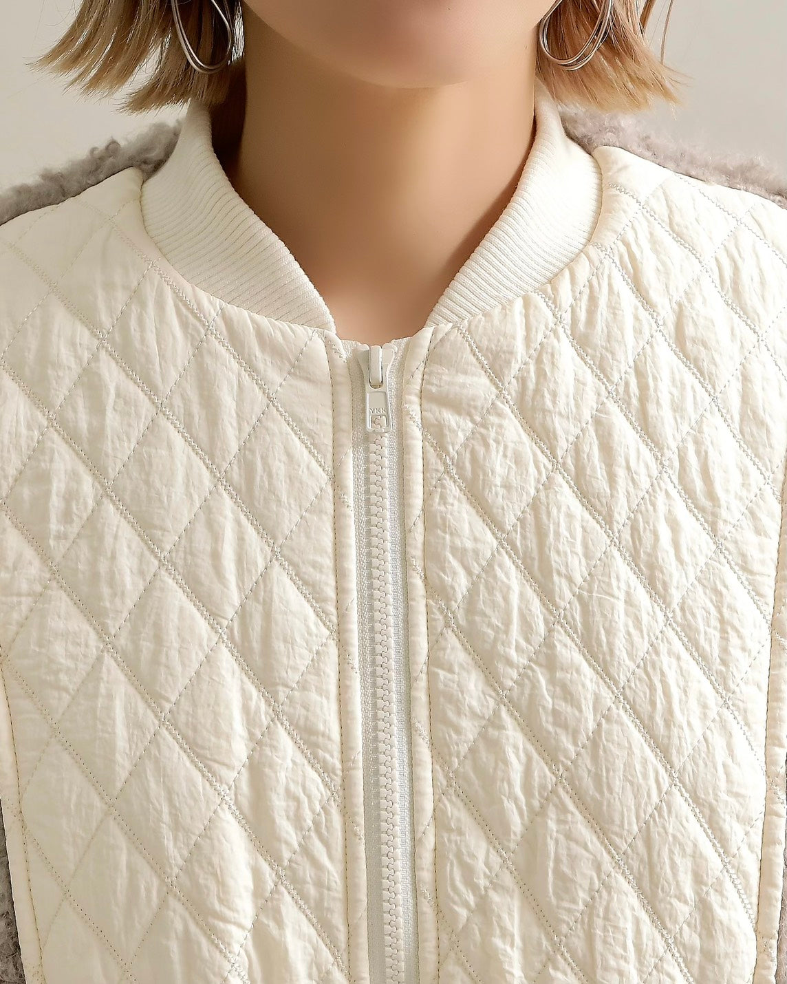 キルティング×ボアコンビネーションブルゾン