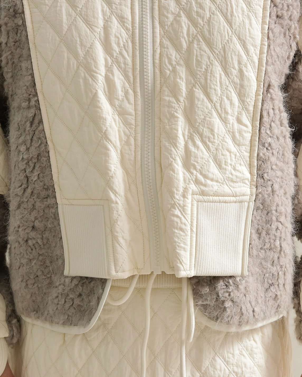 キルティング×ボアコンビネーションブルゾン