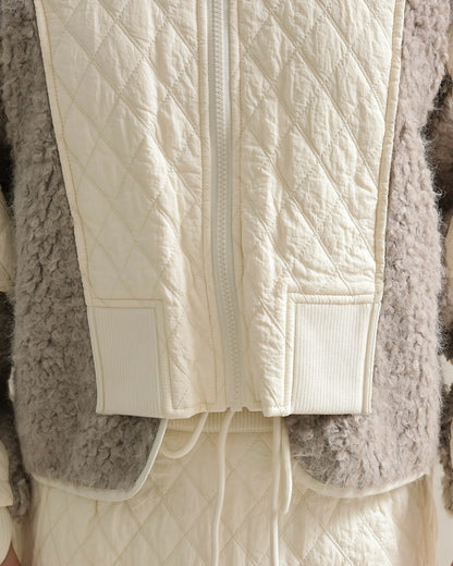 キルティング×ボアコンビネーションブルゾン