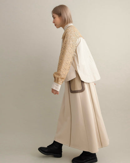 レースコンビ・スタンドカラーブラウス