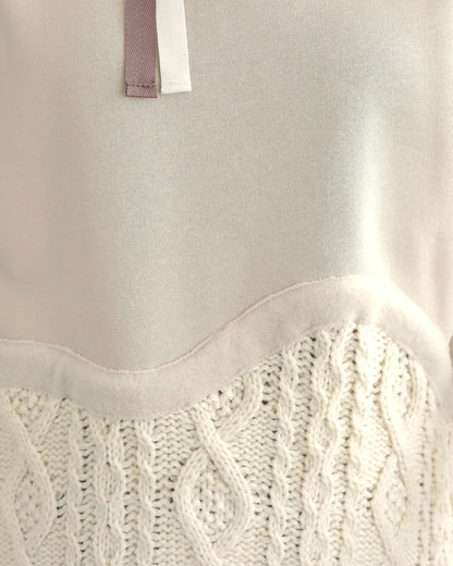 ケーブルニット切替フーディープルオーバー