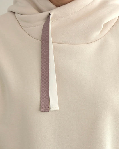 ケーブルニット切替フーディープルオーバー