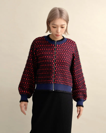 ドットジャガードニットブルゾン