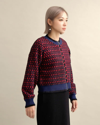 ドットジャガードニットブルゾン