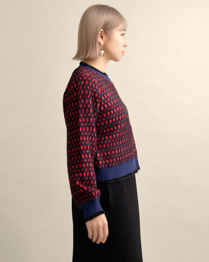 ドットジャガードニットブルゾン