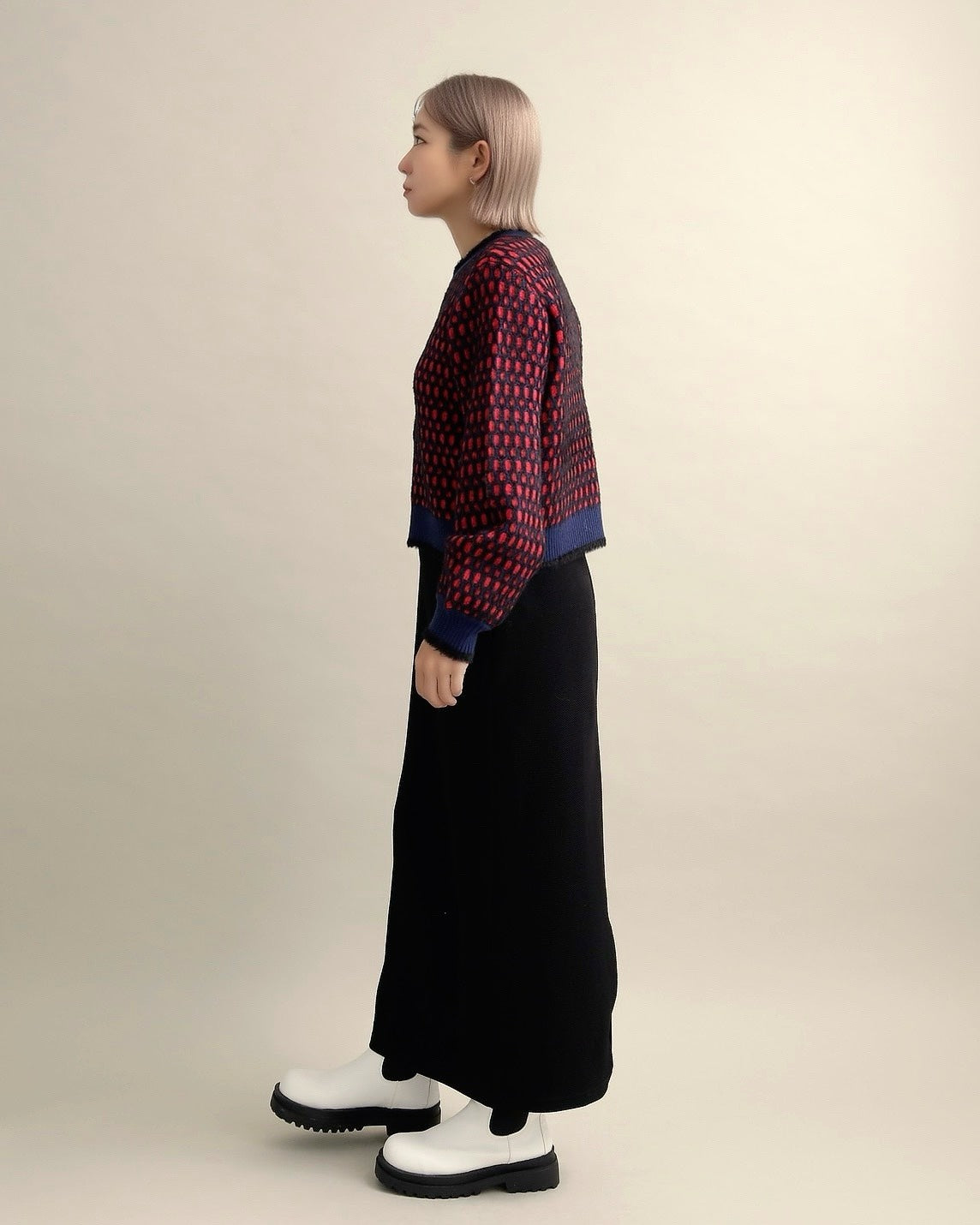 ドットジャガードニットブルゾン