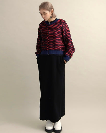 ドットジャガードニットブルゾン