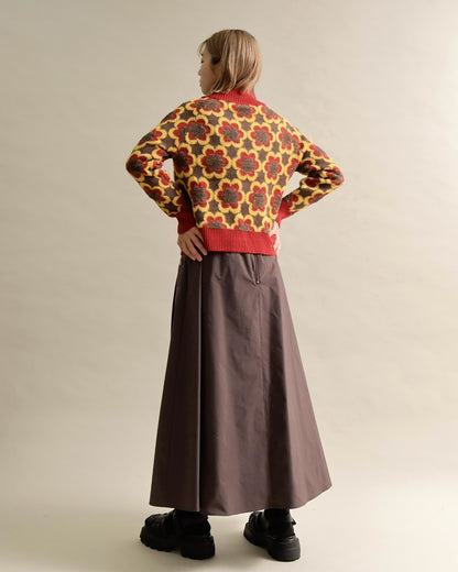 レトロフラワーハイネックニット