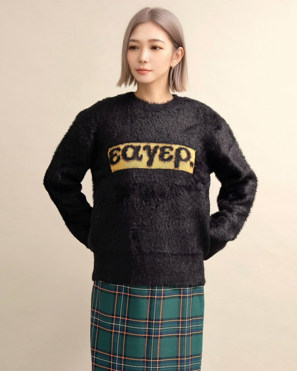 シャギーロゴニットプルオーバー