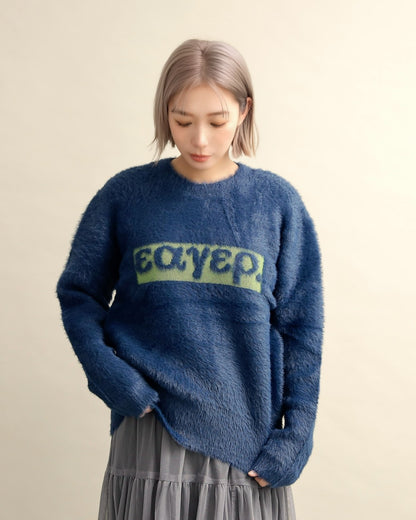 シャギーロゴニットプルオーバー