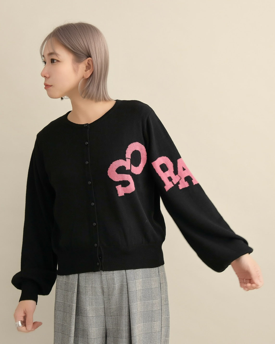 SORAロゴジャガードニットカーディガン