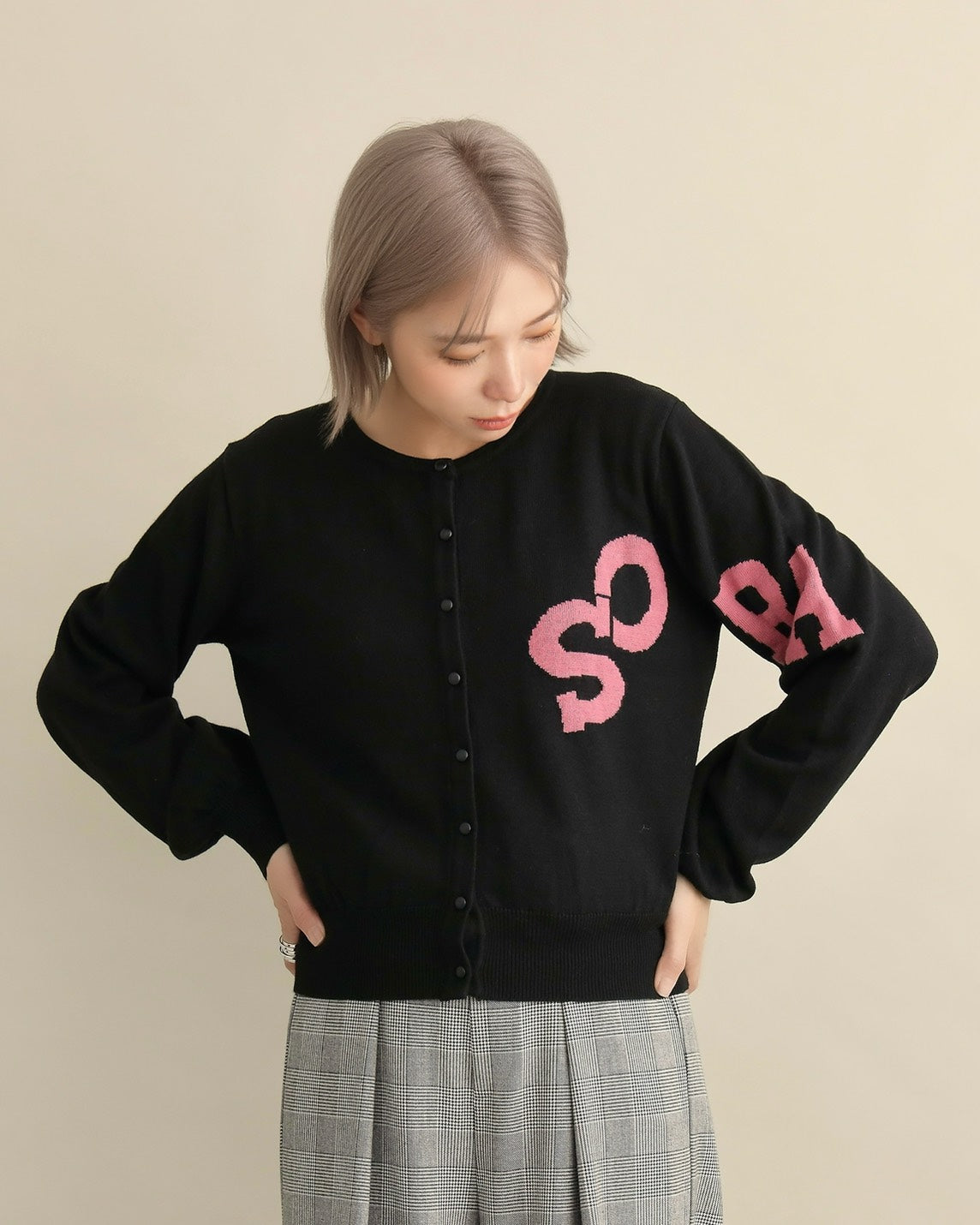 SORAロゴジャガードニットカーディガン