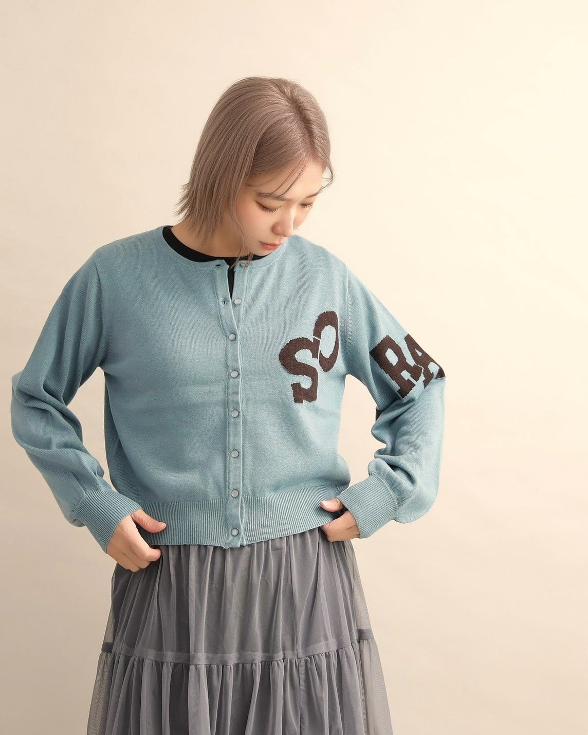 SORAロゴジャガードニットカーディガン