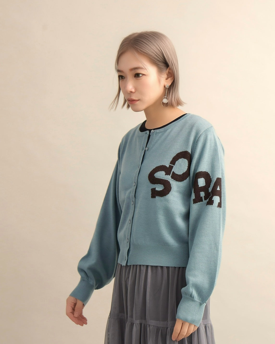 SORAロゴジャガードニットカーディガン