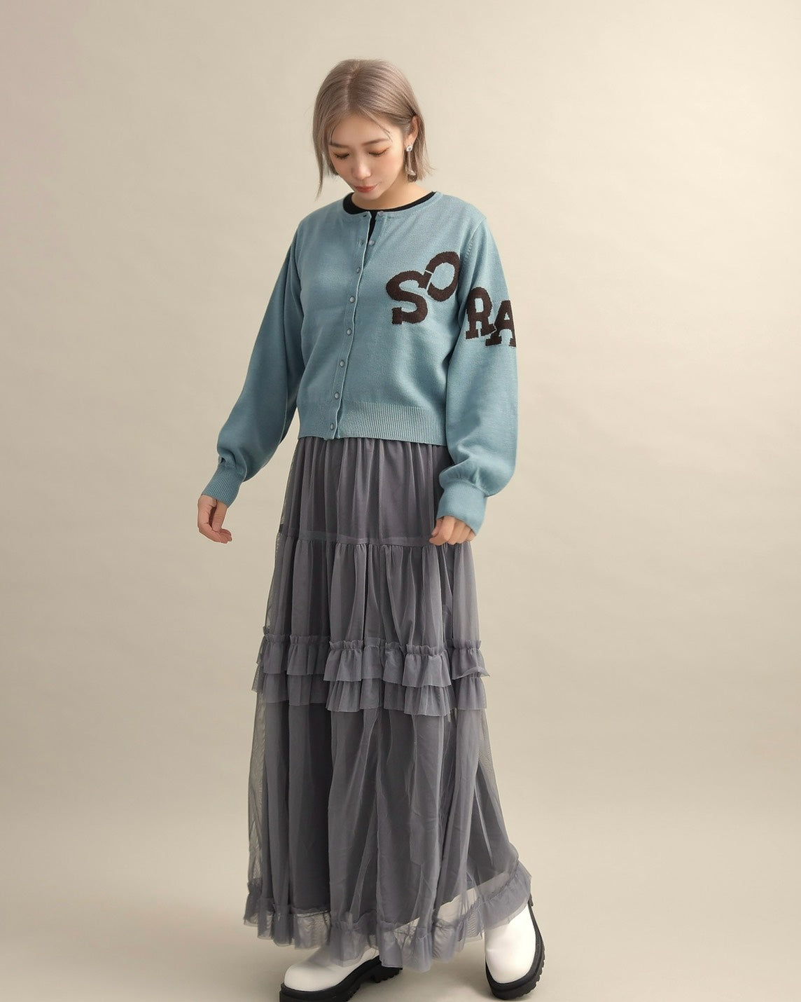 SORAロゴジャガードニットカーディガン
