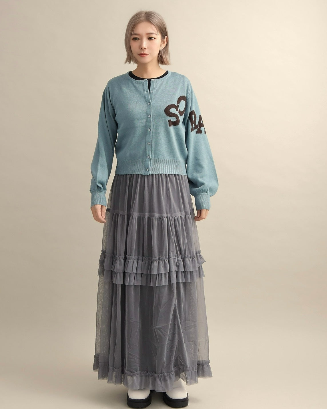SORAロゴジャガードニットカーディガン