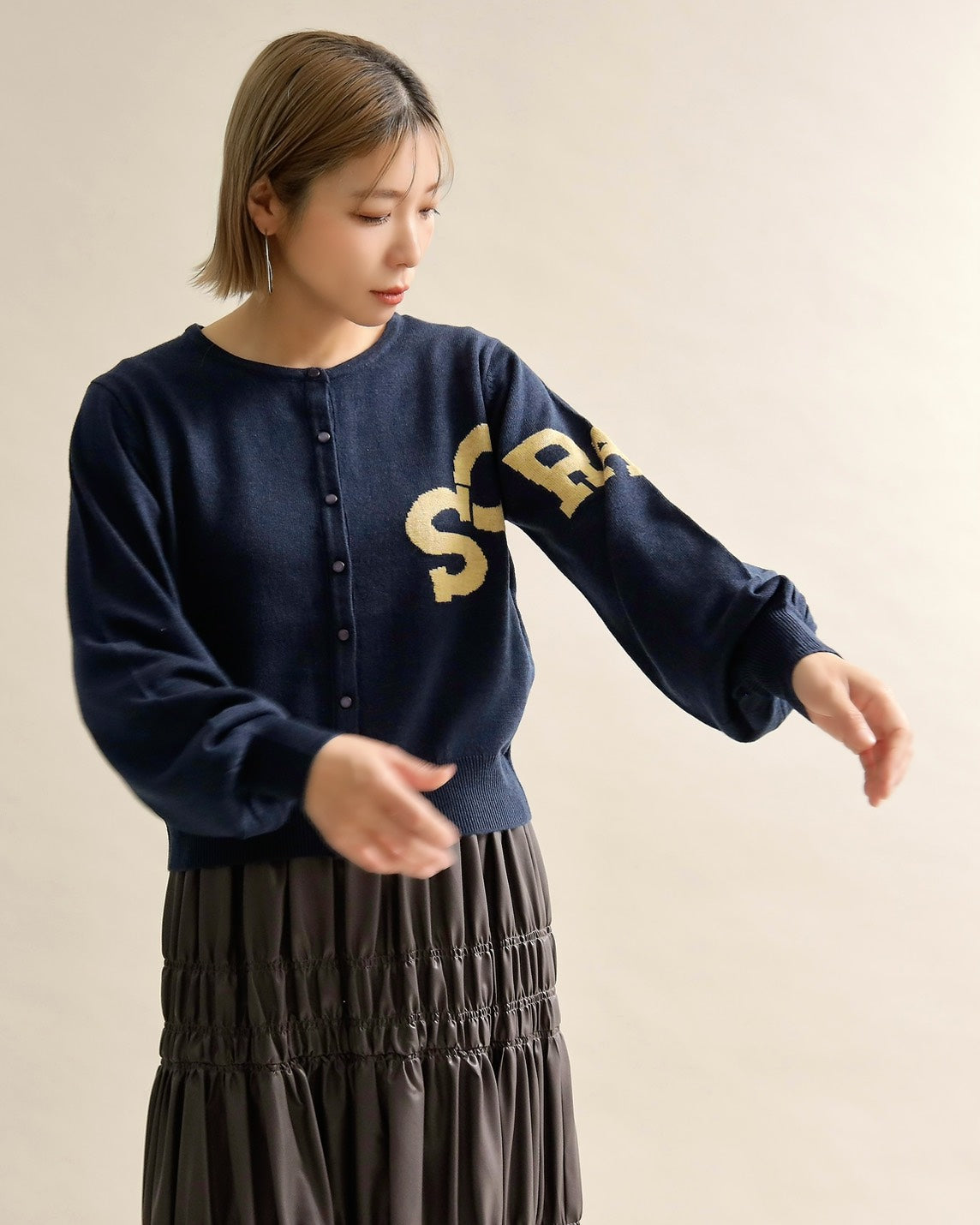 SORAロゴジャガードニットカーディガン