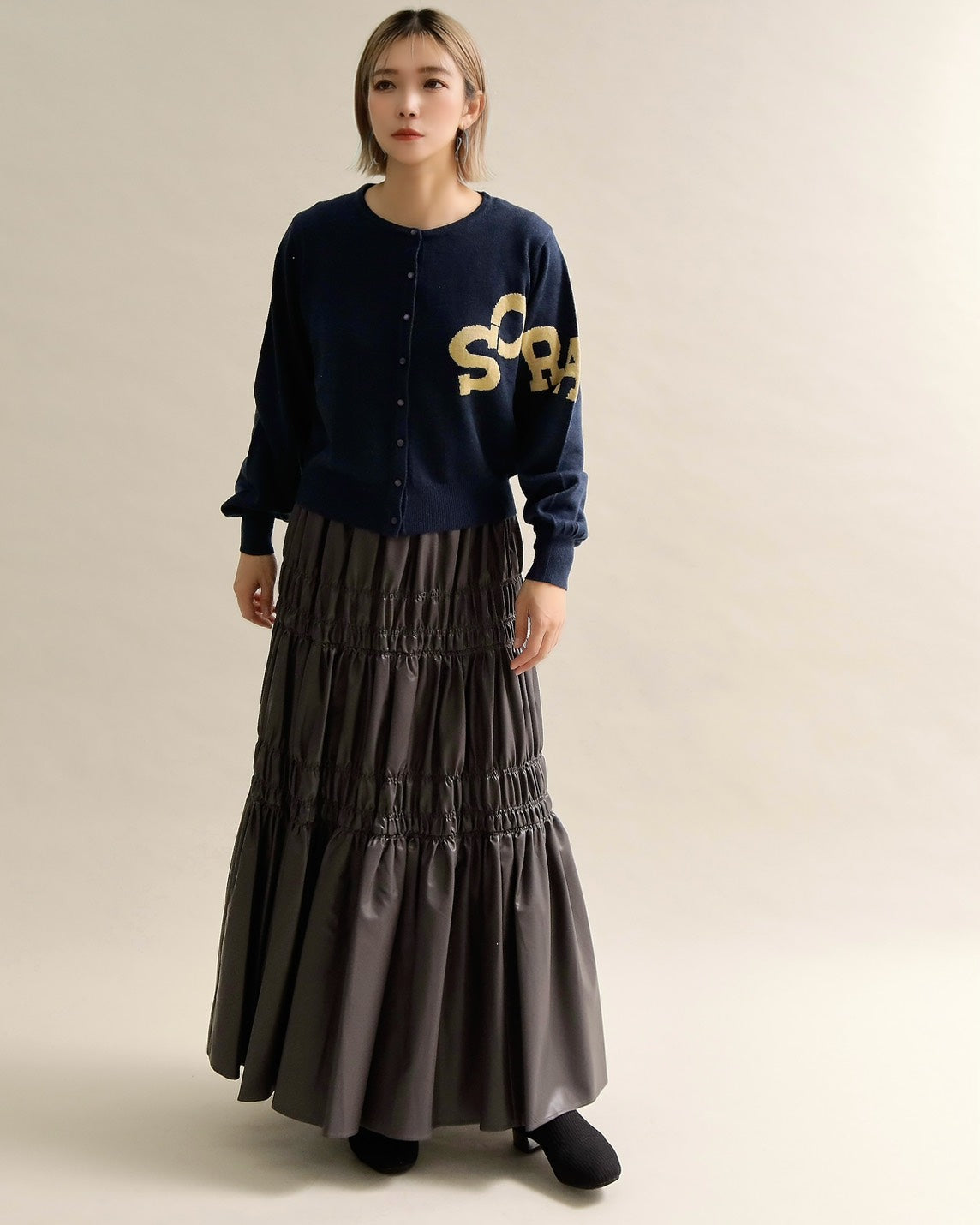 SORAロゴジャガードニットカーディガン