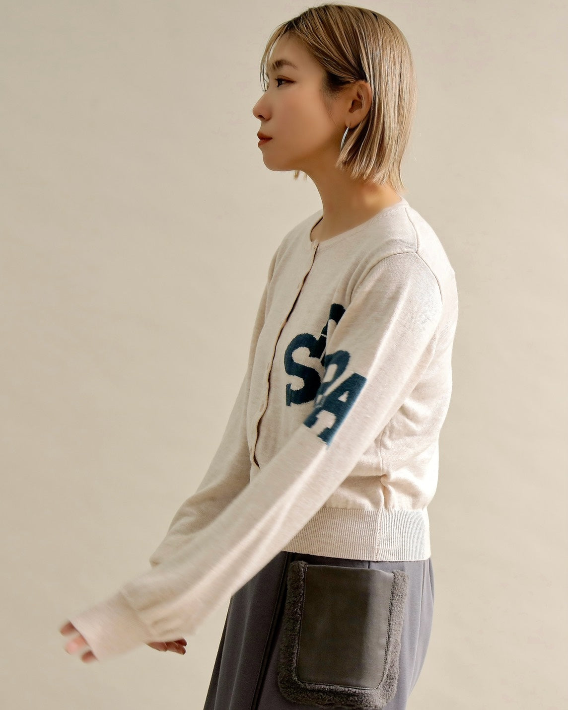 SORAロゴジャガードニットカーディガン