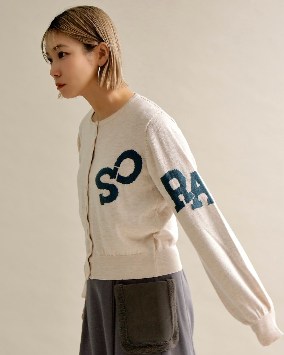 SORAロゴジャガードニットカーディガン