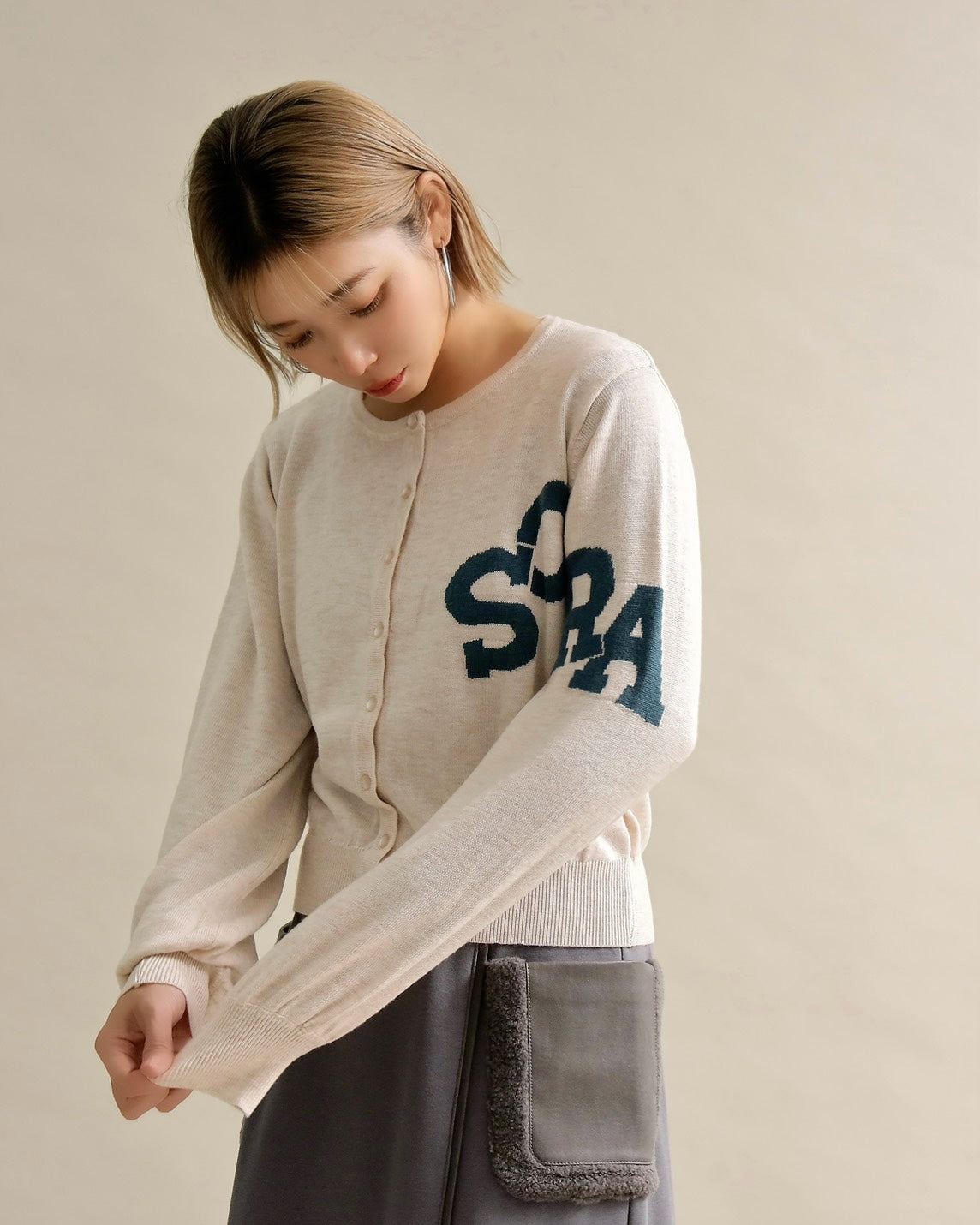 SORAロゴジャガードニットカーディガン