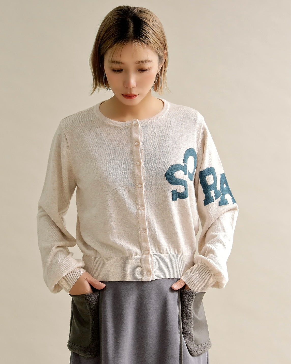 SORAロゴジャガードニットカーディガン