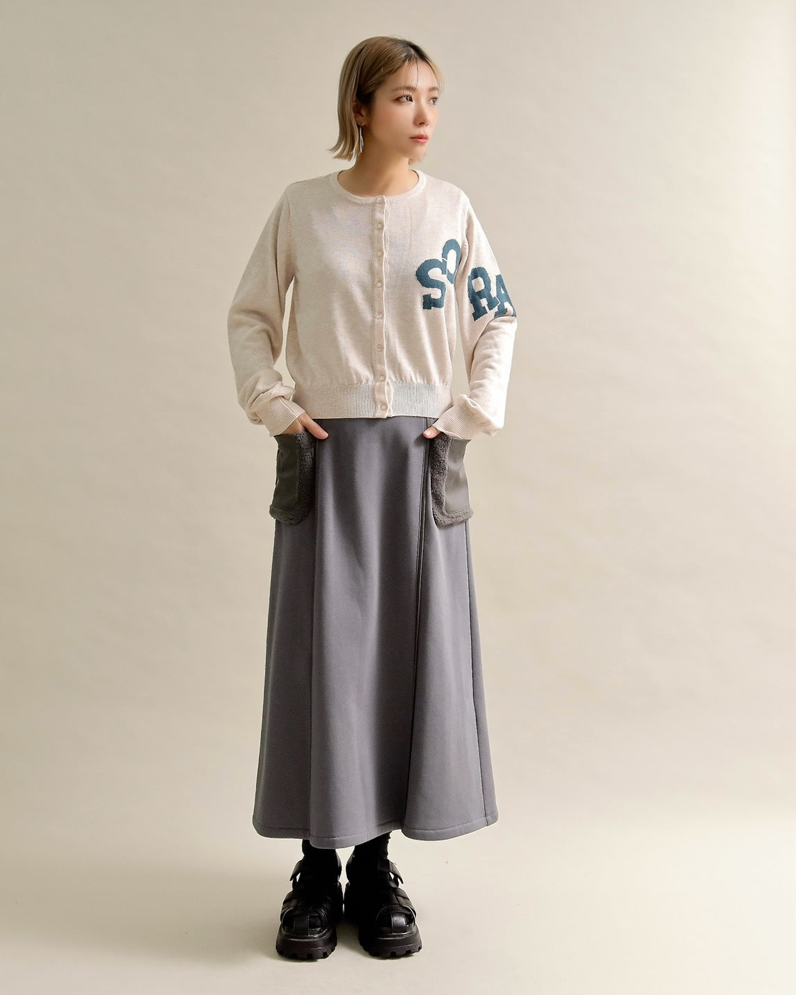 SORAロゴジャガードニットカーディガン