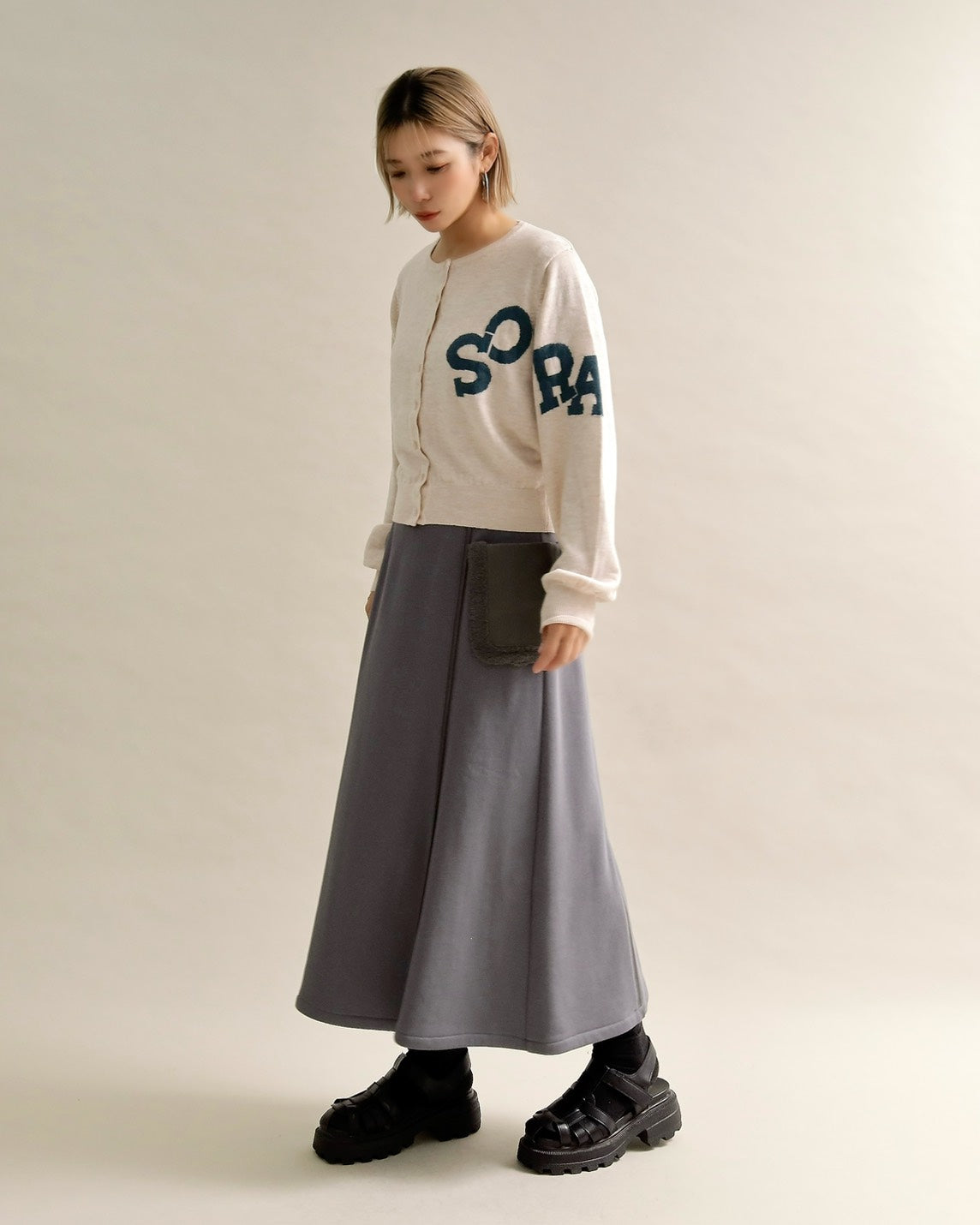 SORAロゴジャガードニットカーディガン