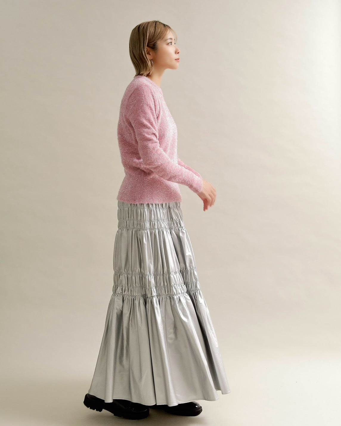 グリッターソフトクルーネックニット