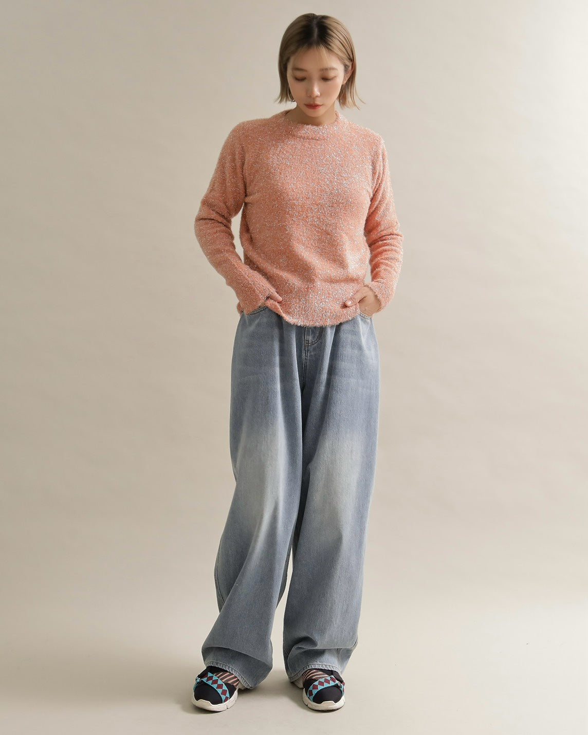 グリッターソフトクルーネックニット