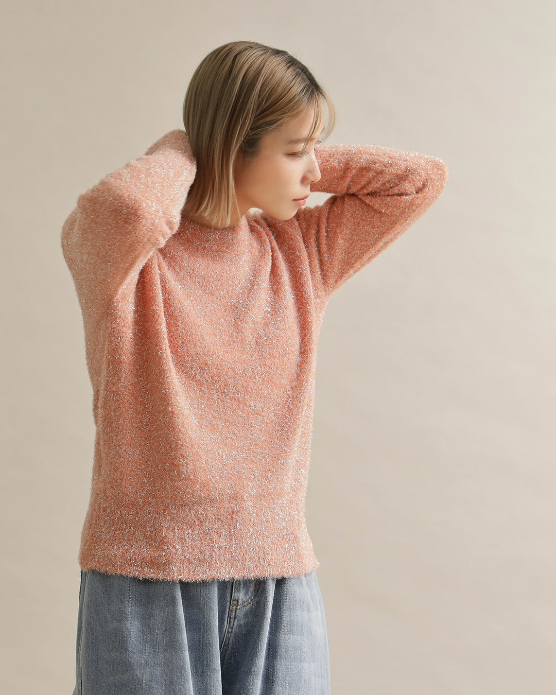 グリッターソフトクルーネックニット