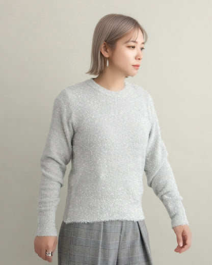 グリッターソフトクルーネックニット