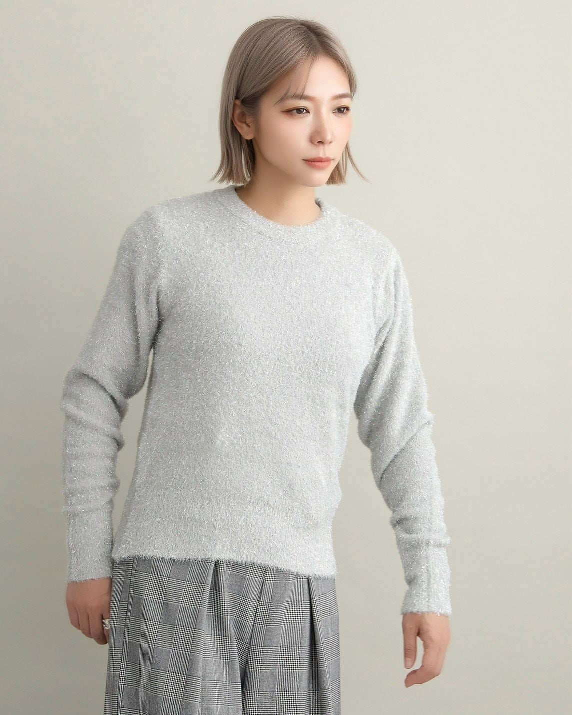グリッターソフトクルーネックニット
