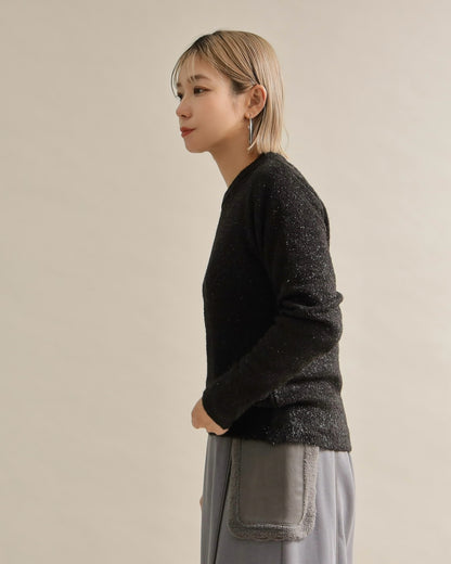 グリッターソフトクルーネックニット