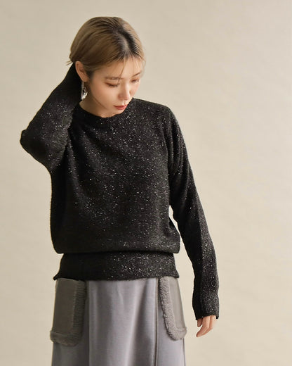 グリッターソフトクルーネックニット