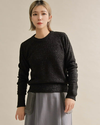 グリッターソフトクルーネックニット