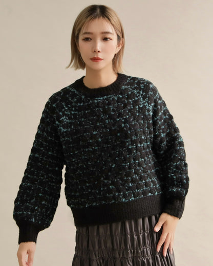 ミックスツイードクルーネックニット