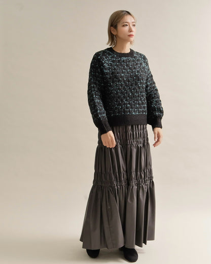 ミックスツイードクルーネックニット