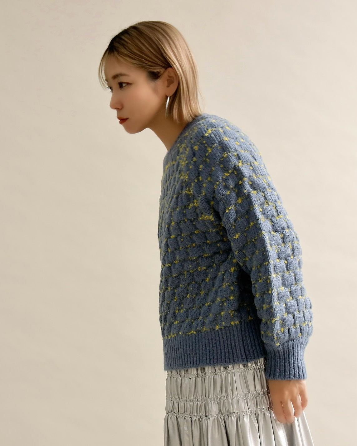 ミックスツイードクルーネックニット