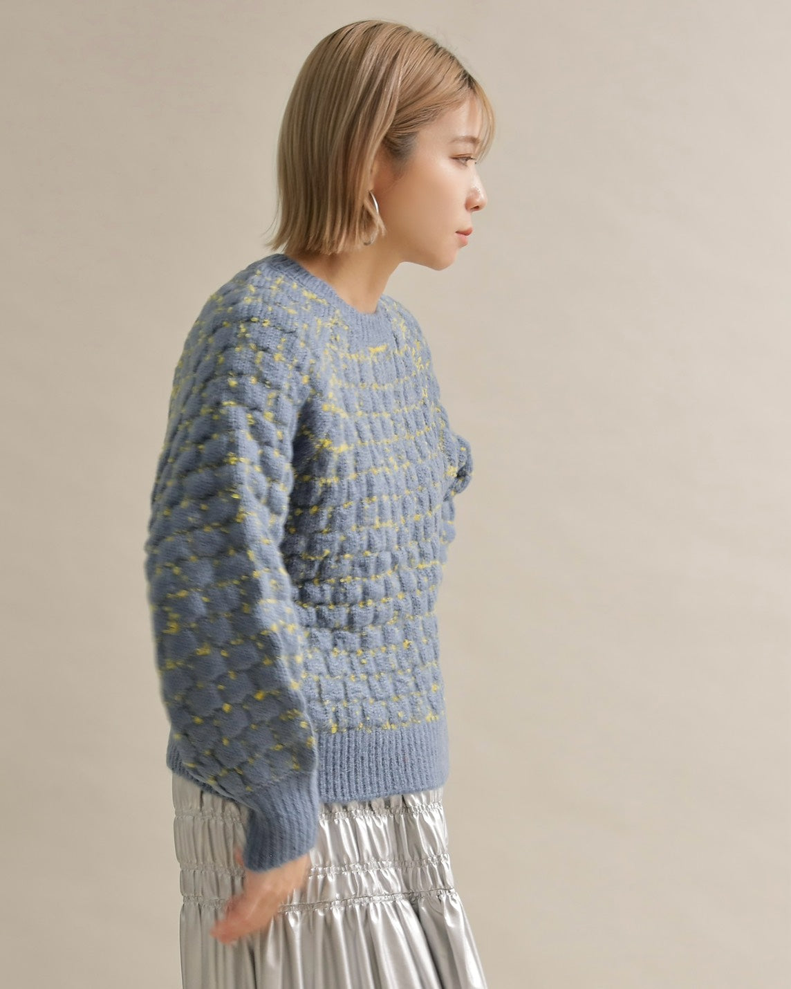 ミックスツイードクルーネックニット