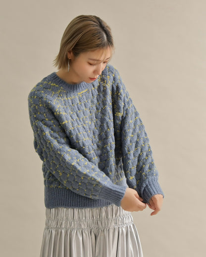 ミックスツイードクルーネックニット