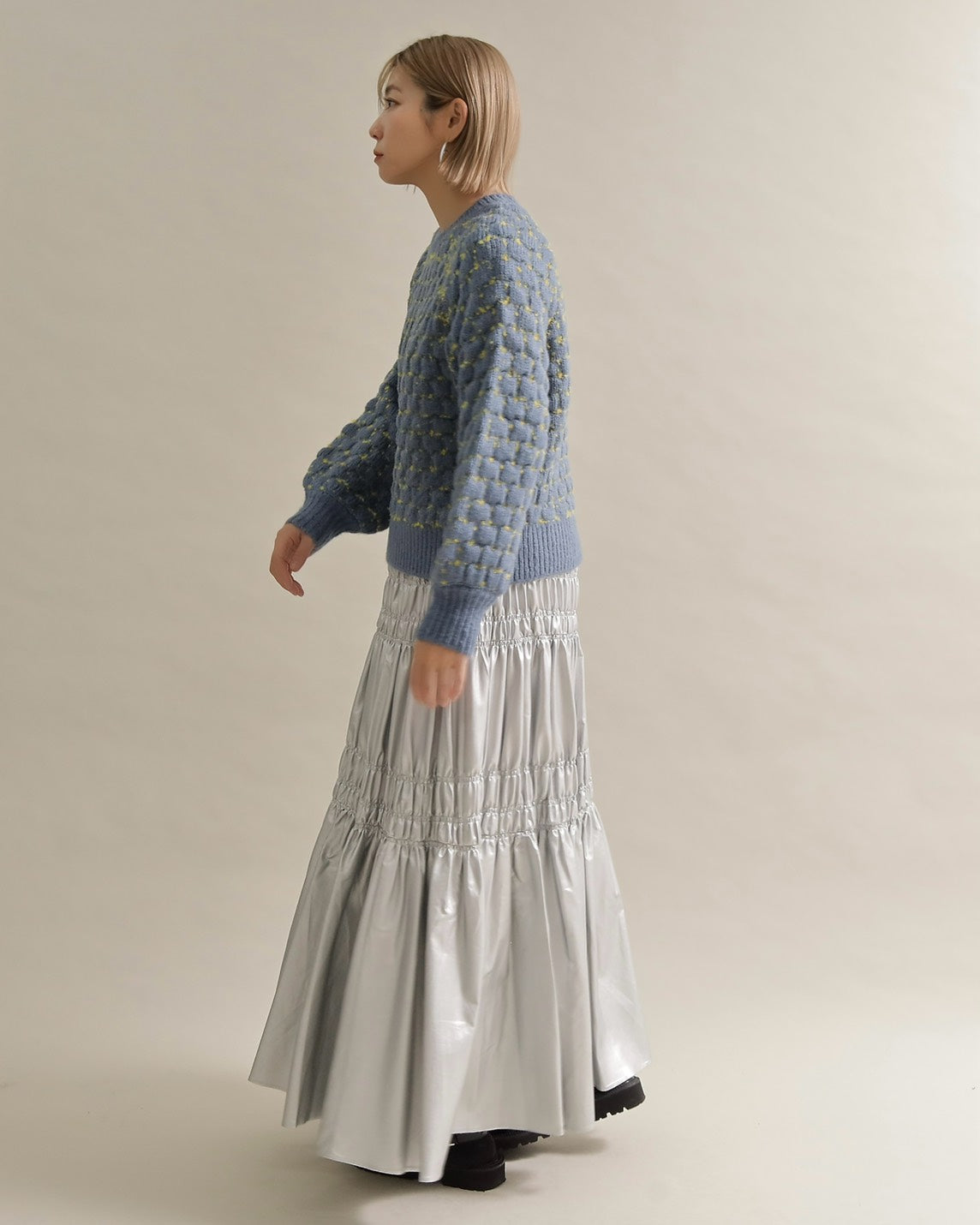 ミックスツイードクルーネックニット