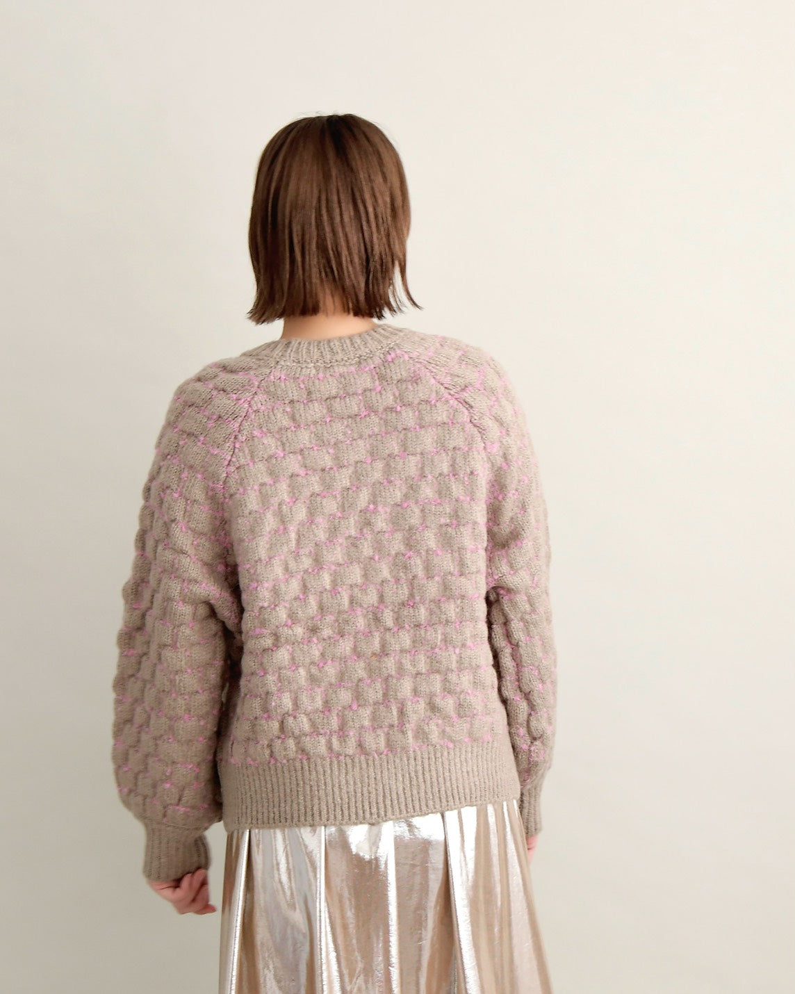 ミックスツイードクルーネックニット